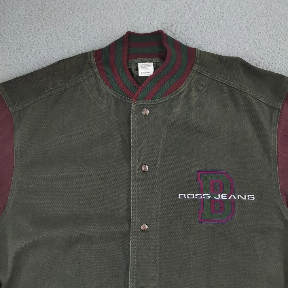 Vintage Boss Jeans Jacket Mens XL Varsity Bomber Made USA 90s Brockhurst